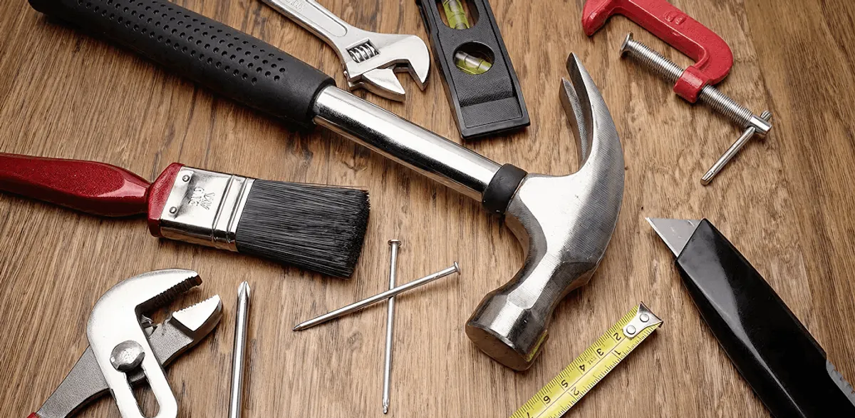Handyman tools laid out for home repair and maintenance work in Tampa, FL