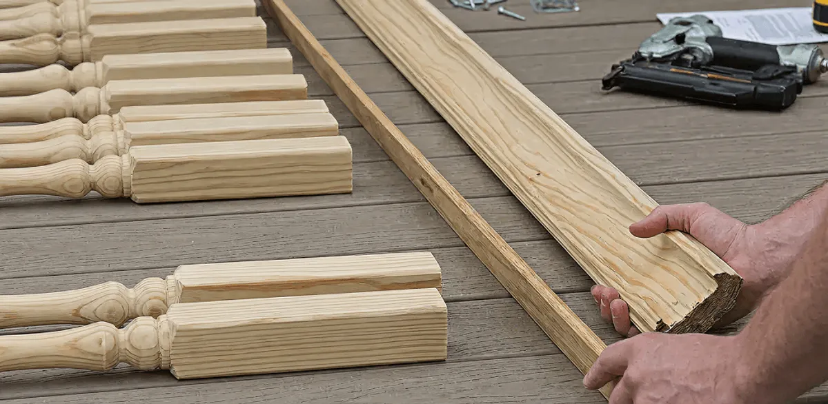 Handrail installation materials and wood components for stair rail work in Tampa, FL